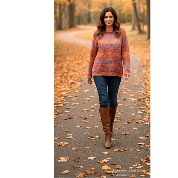 CLEO - Beautiful open knit sweater (burnt orange/raspberry with gold threading) - Picture 2 of 9